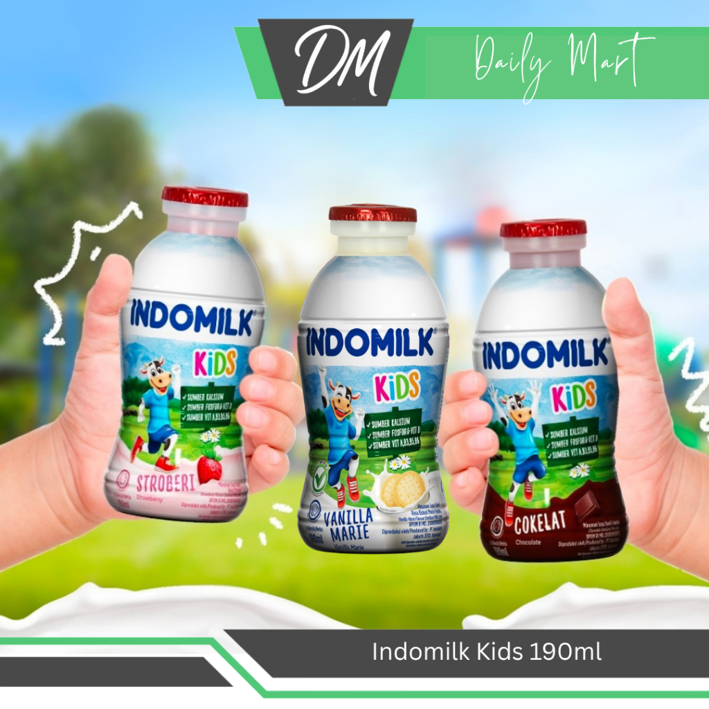 

Indomilk Kids Botol 190ml Coklat/Stroberi/Vanila/Melon - Minuman Susu Kemasan Original Bergizi Murah