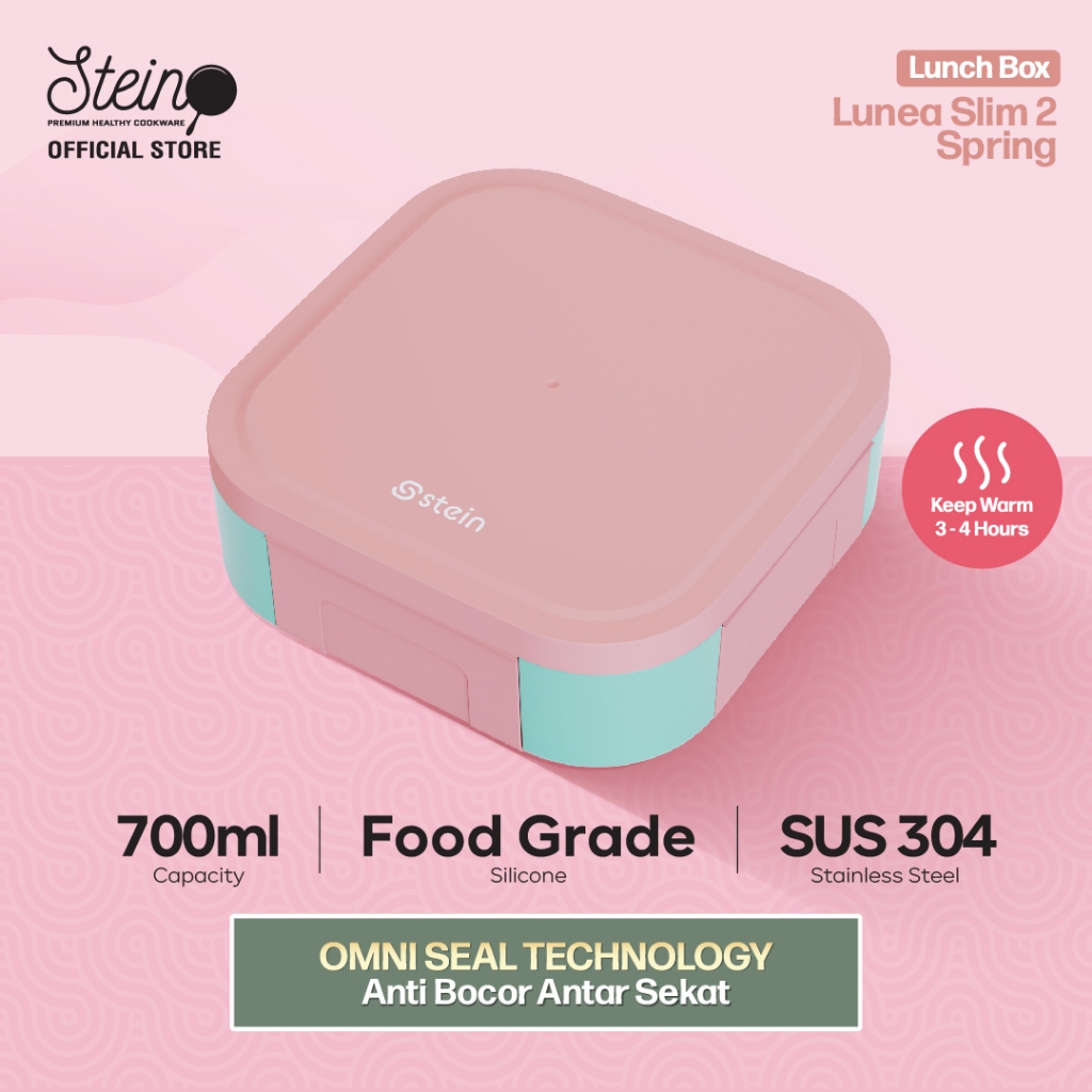 STEIN Lunch Box Stainless 304 Slim 2 - Kotak Makan Stainless 2 Sekat 700ml