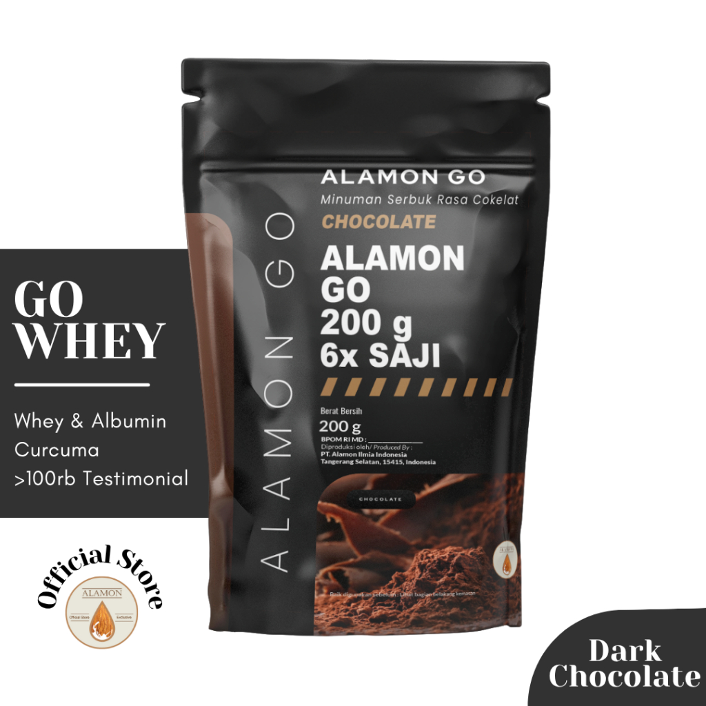 Minuman dengan Konsentrat Whey Protein 6x Minum | Alamon GO | Konsentrat Whey + Albumin + Temulawak 