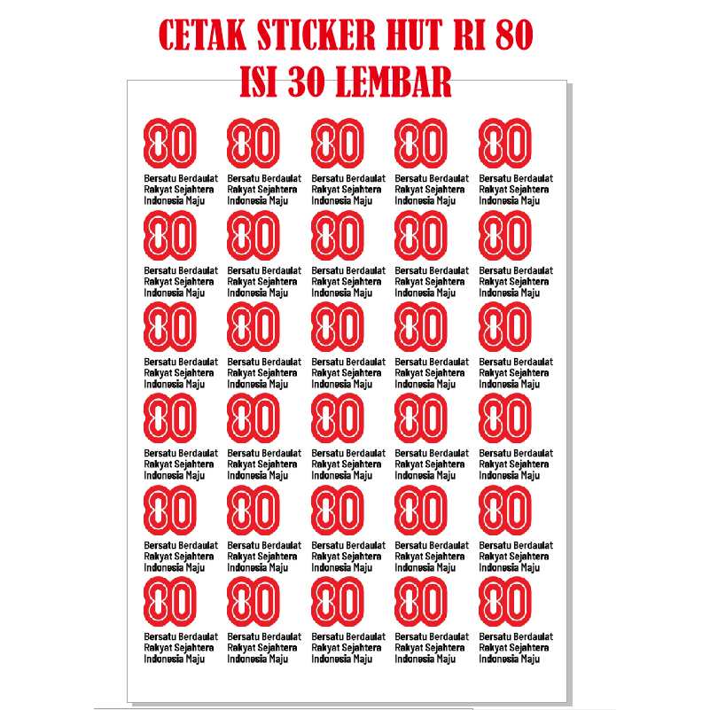 

(isi 30pcs) stiker HUT RI KE 80