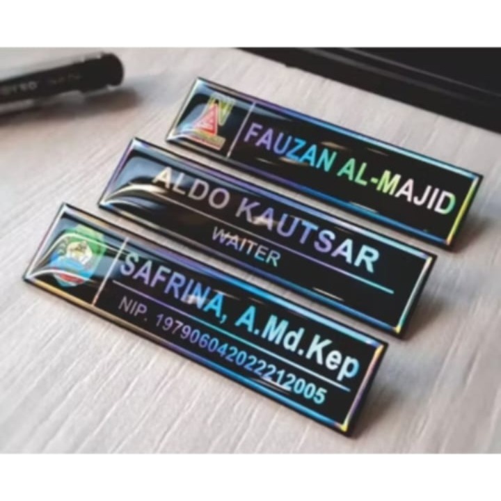 

Nama Dada Resin (HOLOGRAM MENYALA)/Name Tag/Nametag/Papan Nama Dada/Name Tag Akrilik Resin