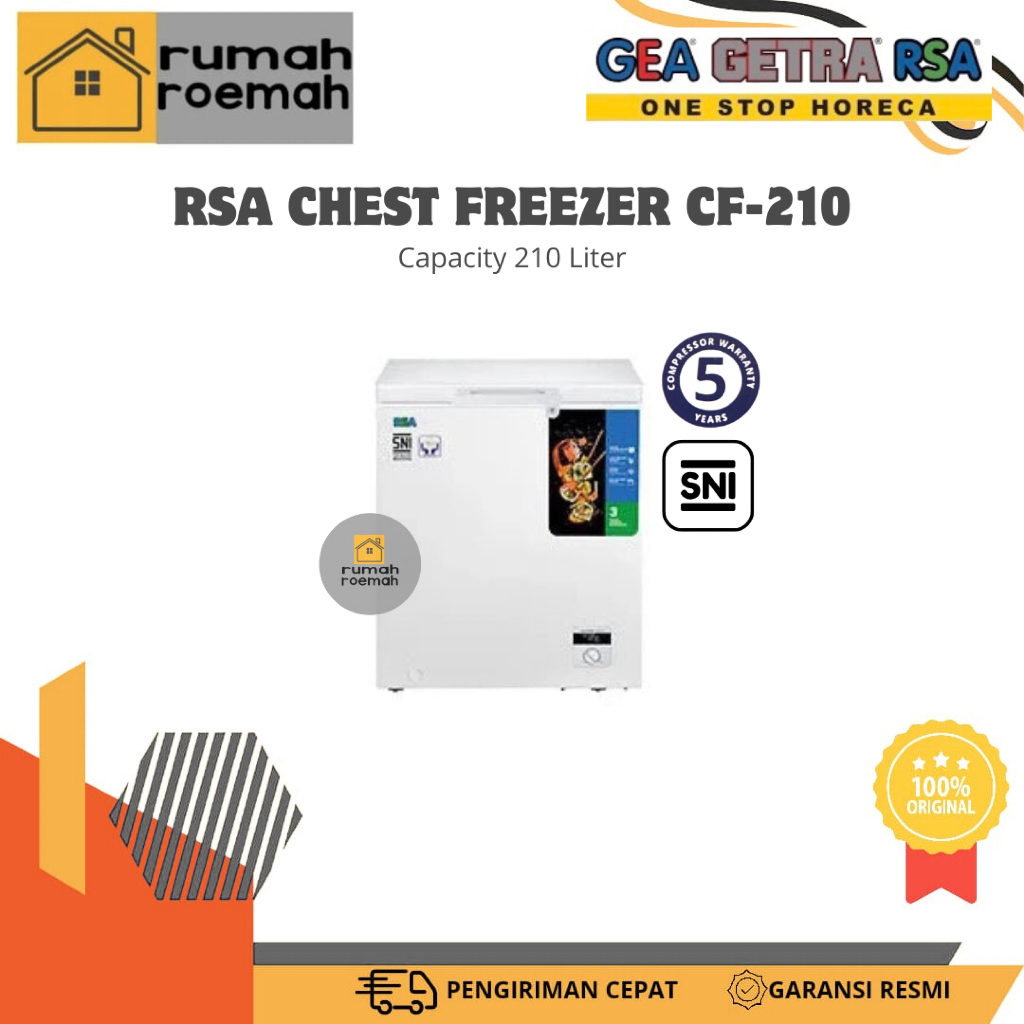 RSA CHEST FREEZER CF-210/RSA FREEZER KAPASITAS 210 LITER/ CHEST FREEZER RSA