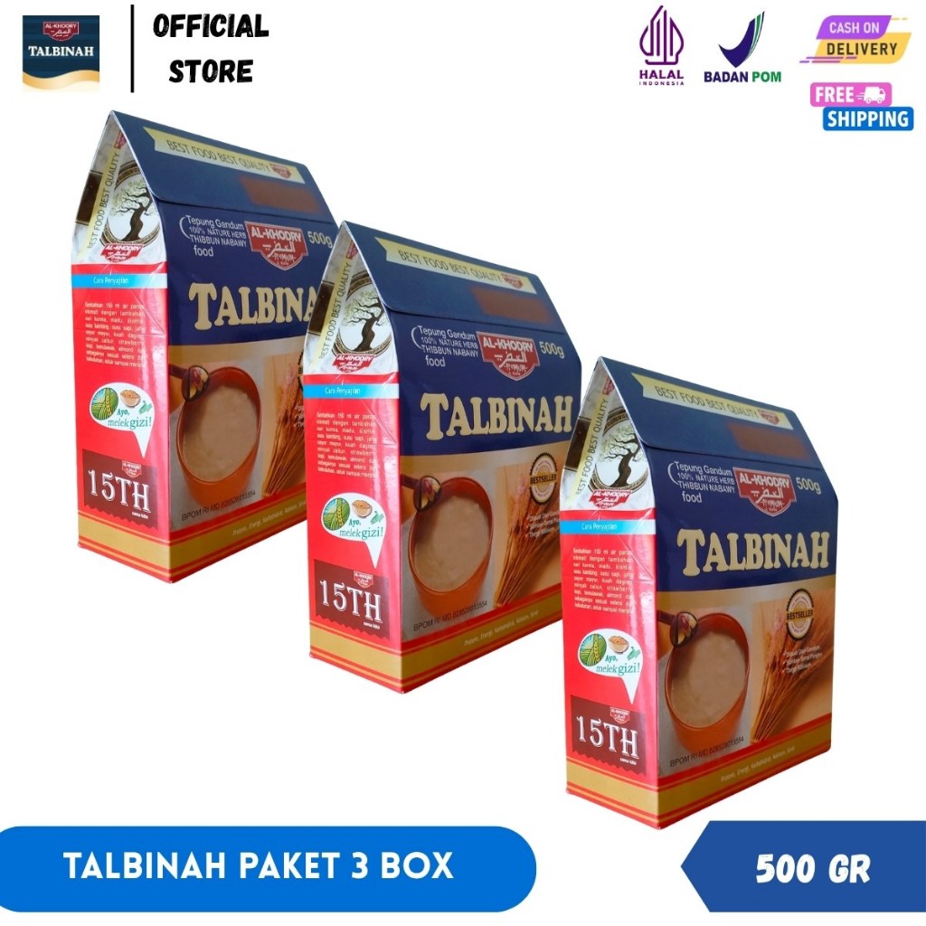 

Talbinah Tepung Gandum Bubur Al-Khodry 500 Gram Paket 3 Box