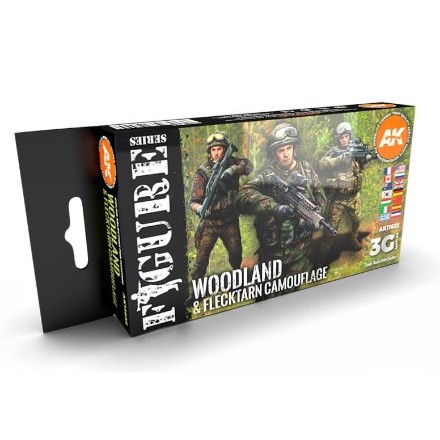 MODERN WOODLAND AND FLECKTARN CAMOUFLAGE SET 6 COLORS AK11632