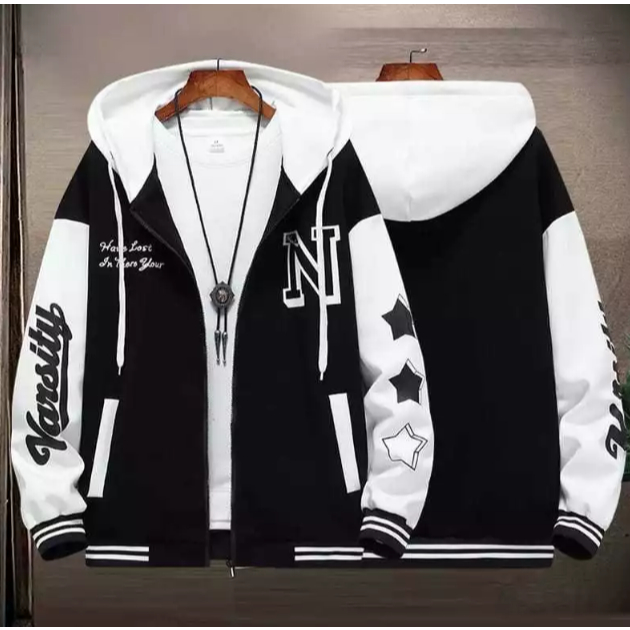 (M - 6XL) Jaket Zipper varsity Bigsize INISIAL N VARSITY (bisa custom nama) Jacket ZIPPER VARSITY IN