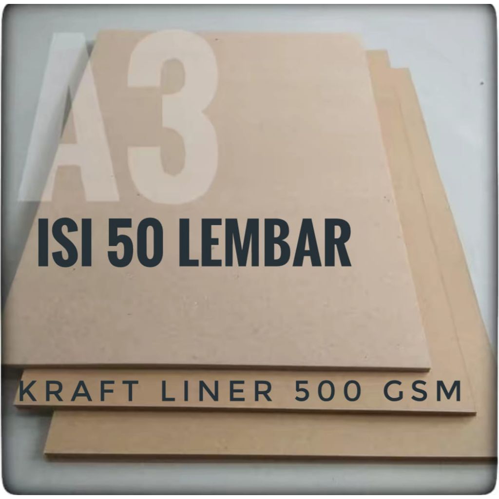 

1 Pack Kertas Samson / Kertas Coklat / Kertas Kraft Liner 500 gsm Ukuran A3 29,7 cm x 42 cm ( isi 50 lembar)