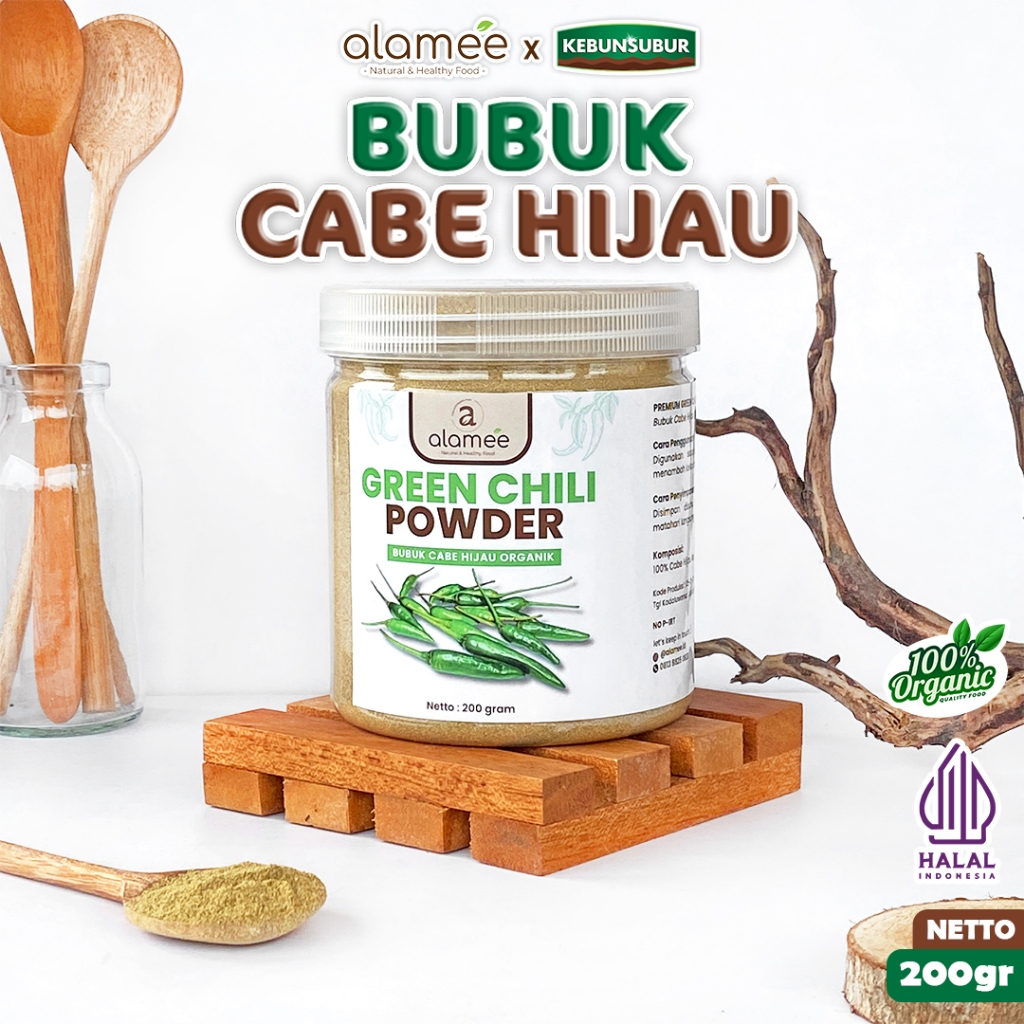 

ALAMEE Bubuk Cabe Hijau Green Chili Seasoning Powder Bumbu Masakan Dapur Murni Tampa Campuran 200gr kebunsubur
