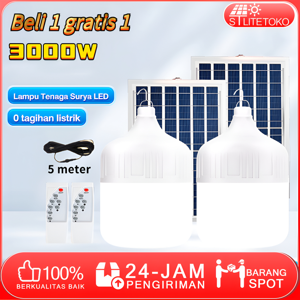 【Beli 1 gratis 1】lampu tenaga surya lampu bohlam dalam Jumbo Bohlam outdoor LED Emergency 12 jam Lam