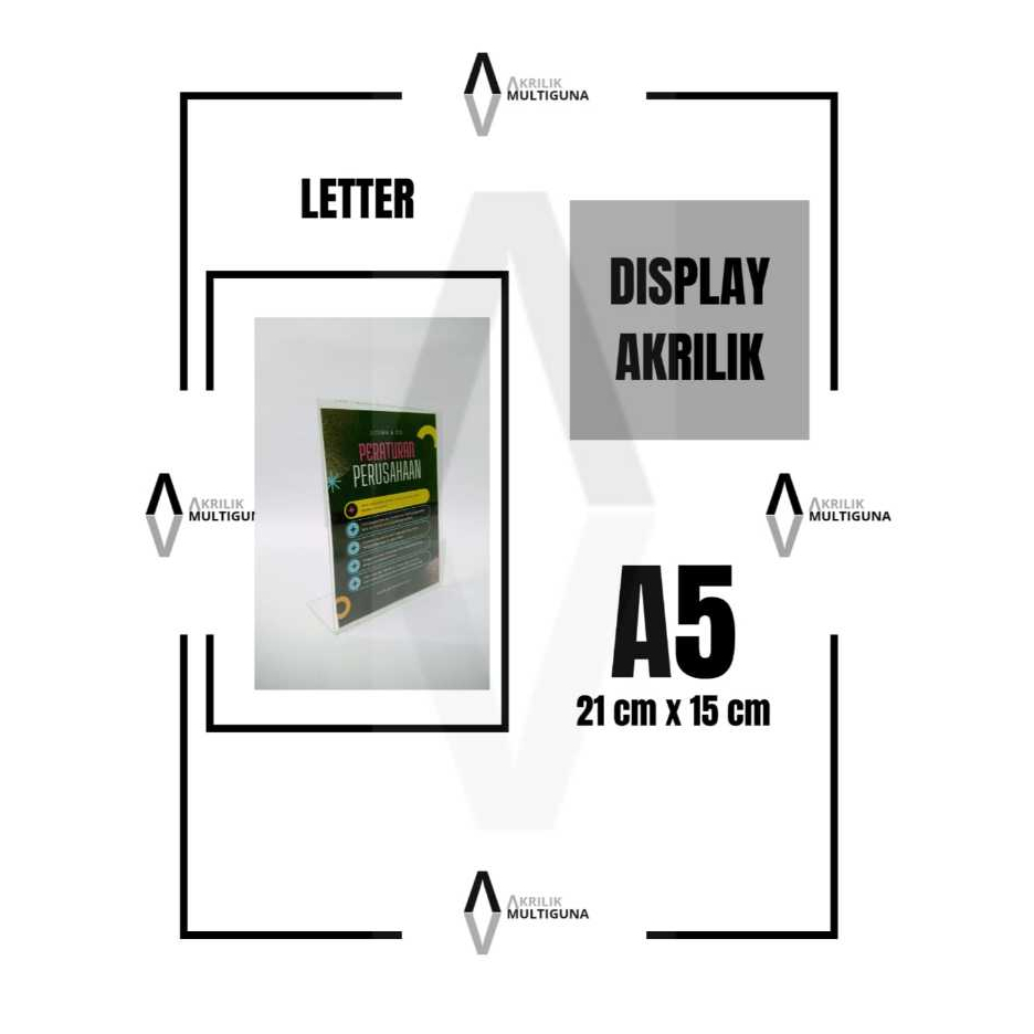 

Display Menu Akrilik Acrylic Tempat Brosur Menu Qris Ukuran A5 LETTER L MIRING Tebal 2mm