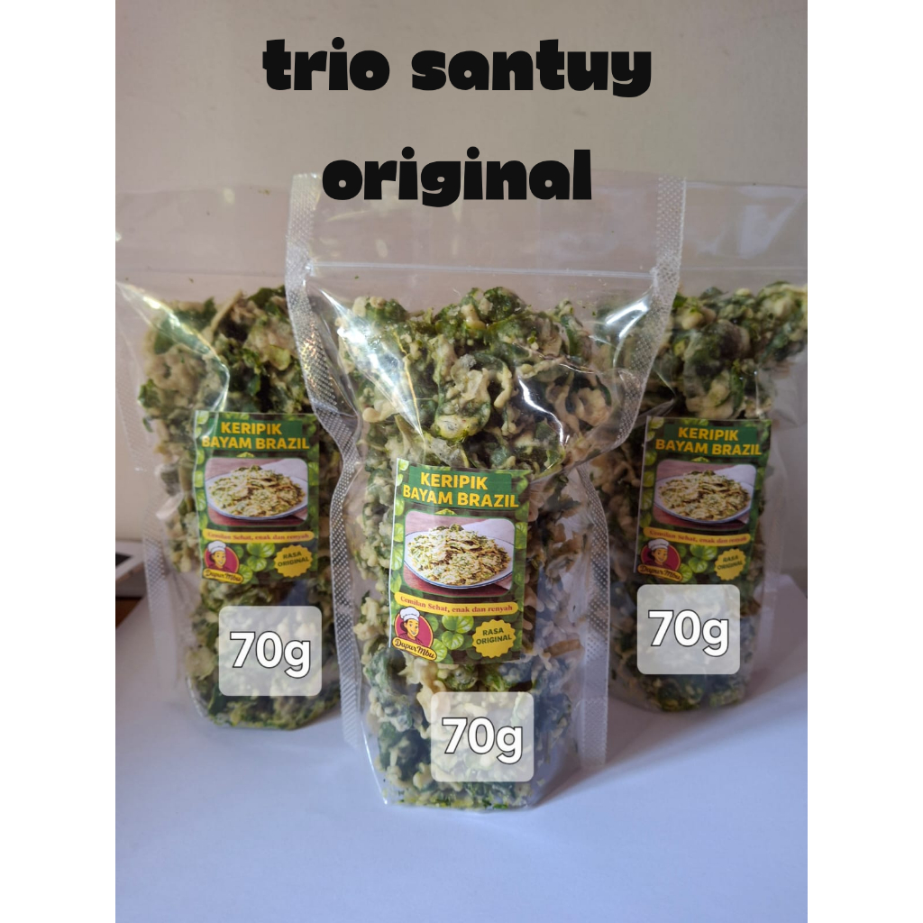 

Trio Santuy Original & Trio Balado Nagih - Keripik Bayam Brazil Crispy