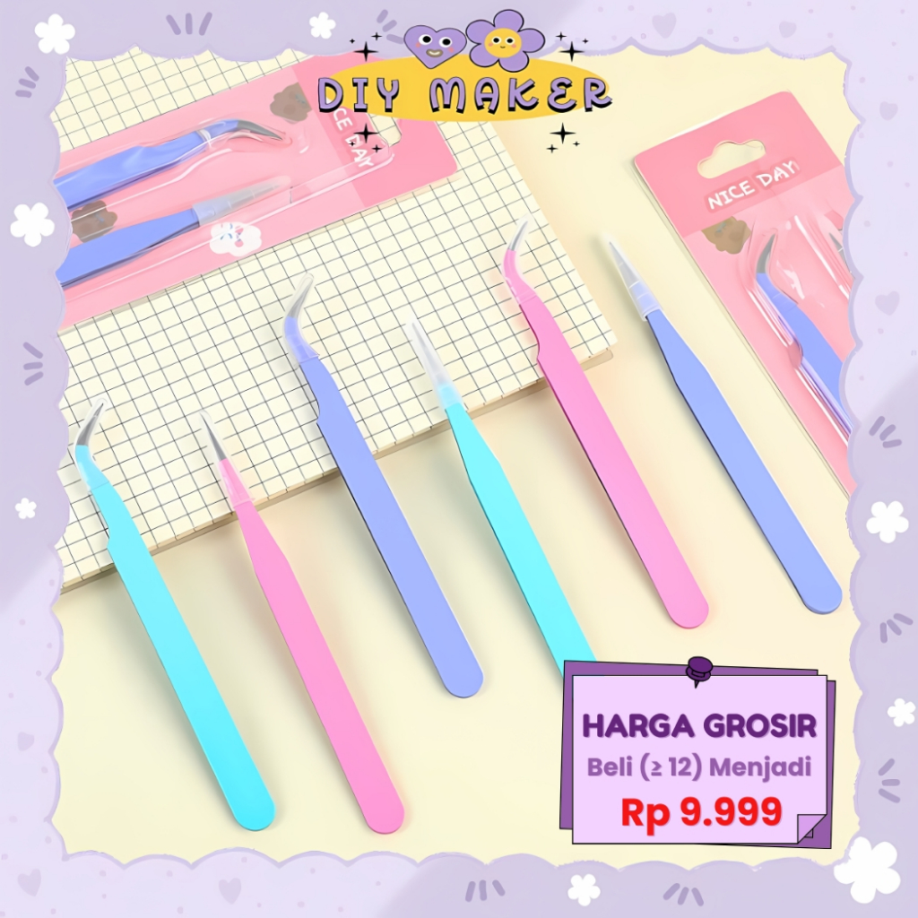 

DM Pinset Bengkok / Pinset Lurus / Tweezer Sticker / Macaron Tweezers Penjepit Stiker Eyelash AT05