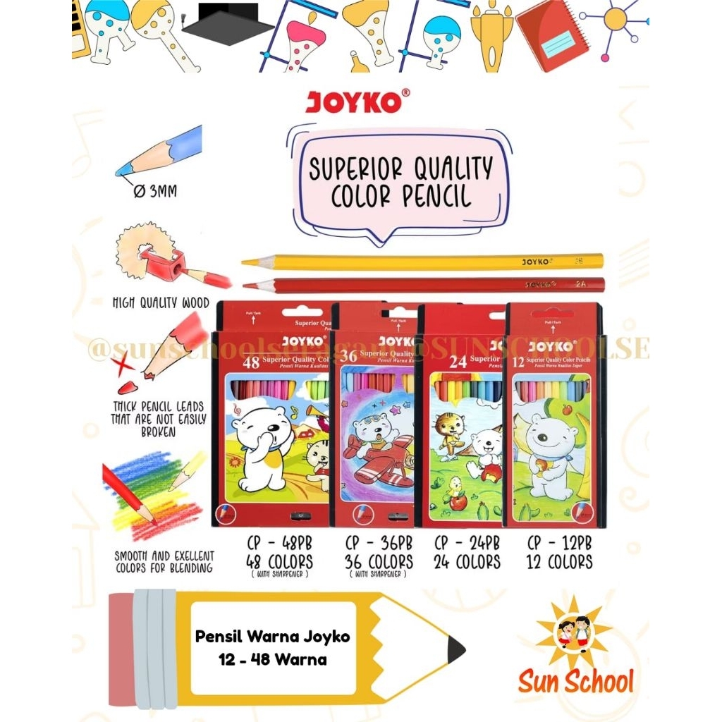 

Pensil Warna Joyko Panjang isi 12 24 36 48