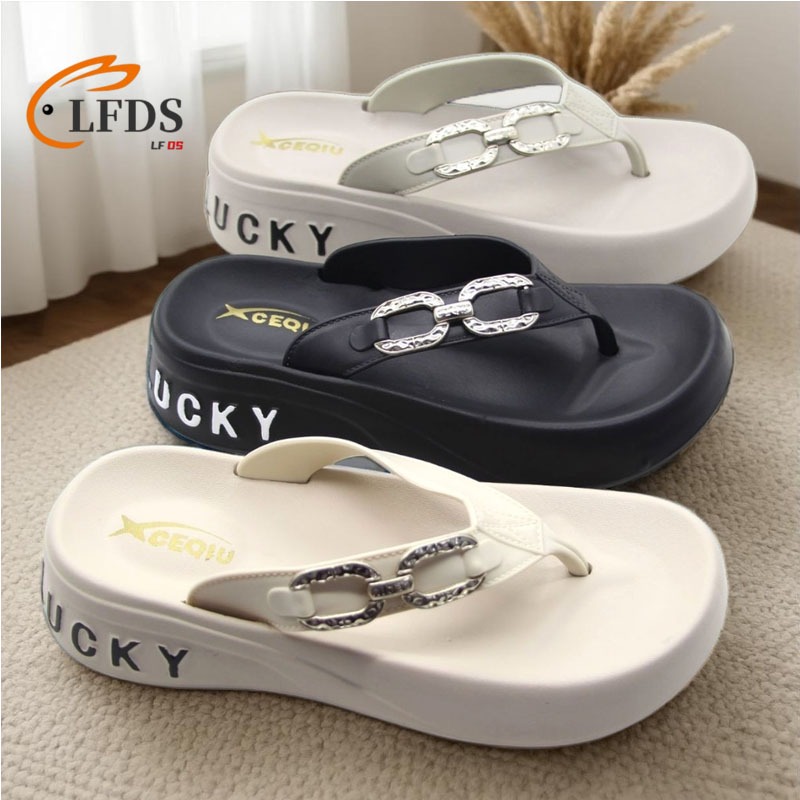 LFDS   Sandal Jepit Wedges Wanita Beruntung | Sendal Jepit Wanita Lucky | Sendal Wanita Terbaru Mode