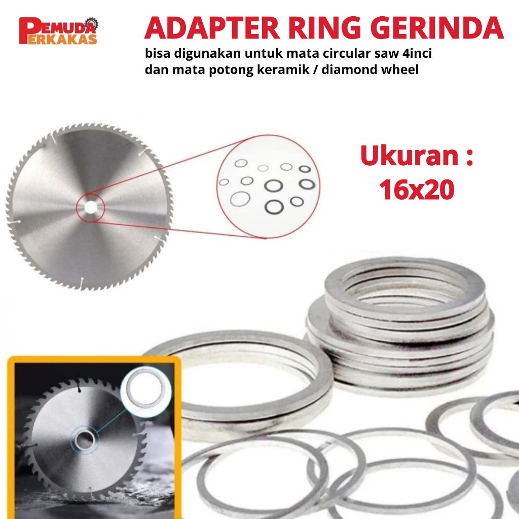 Ring Adapter Mata Potong Gerinda 4 inci Konversi 20mm - 16mm
