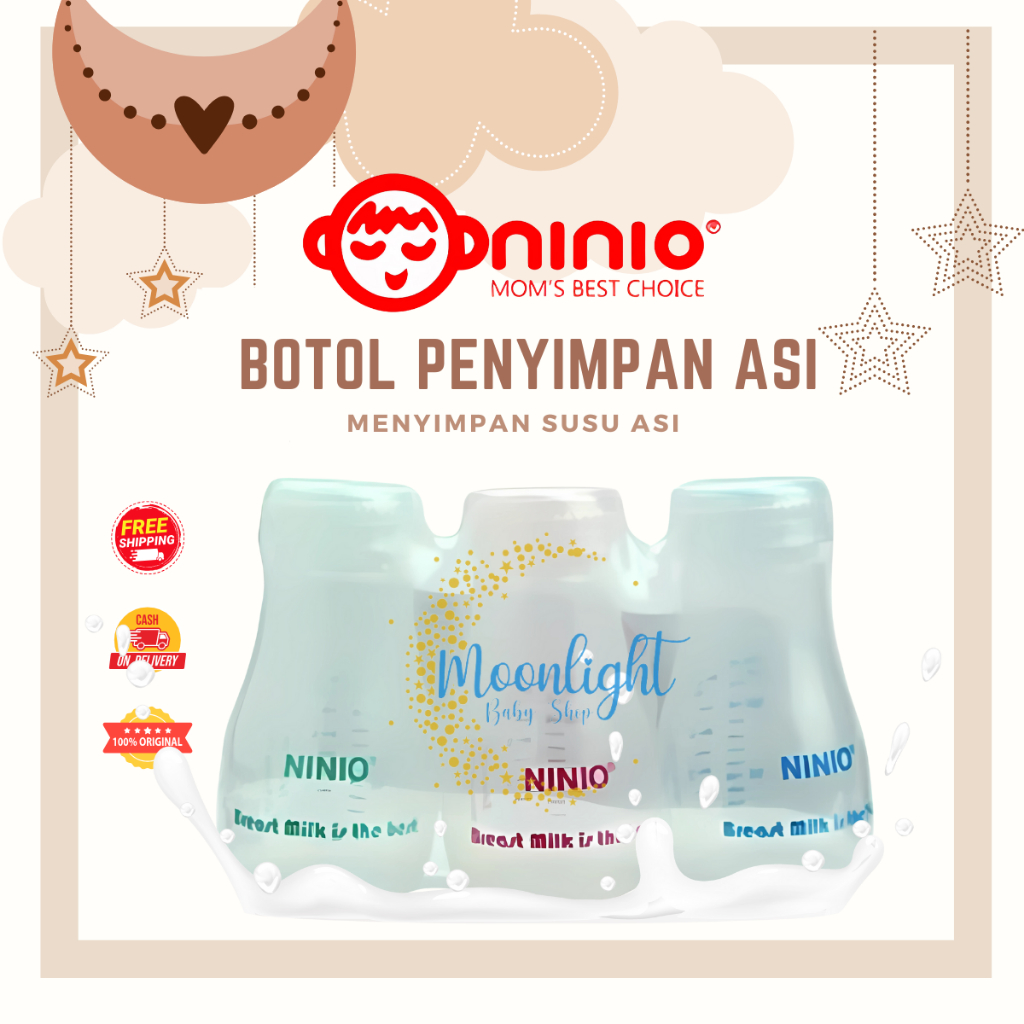 3pcs Botol Penyimpan Penyimpanan Asi 120 ML NINIO BA2171 BPA FREE