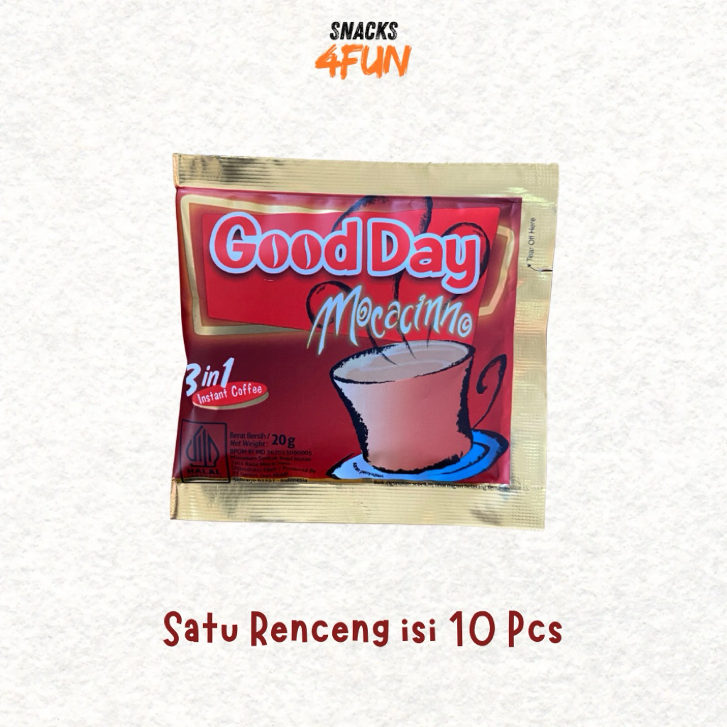 

Kopi GoodDay Mocacinno 3in1 Instant Coffee 1 Renceng isi 10 Pcs
