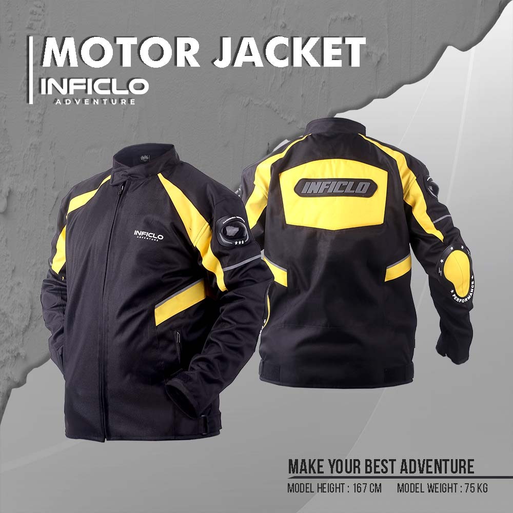 Jaket Motor Pria Waterproof Infclo Bahan Cordura Kuat dan Awet, Anti Angin Cocok buat Touring Reflek