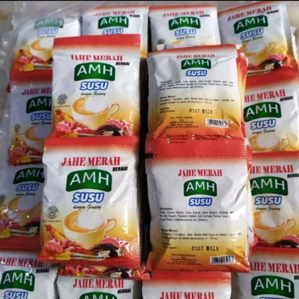 

Jahe Merah AMH Susu Dengan Habbatussauda Per Renteng Isi 10 Sachet