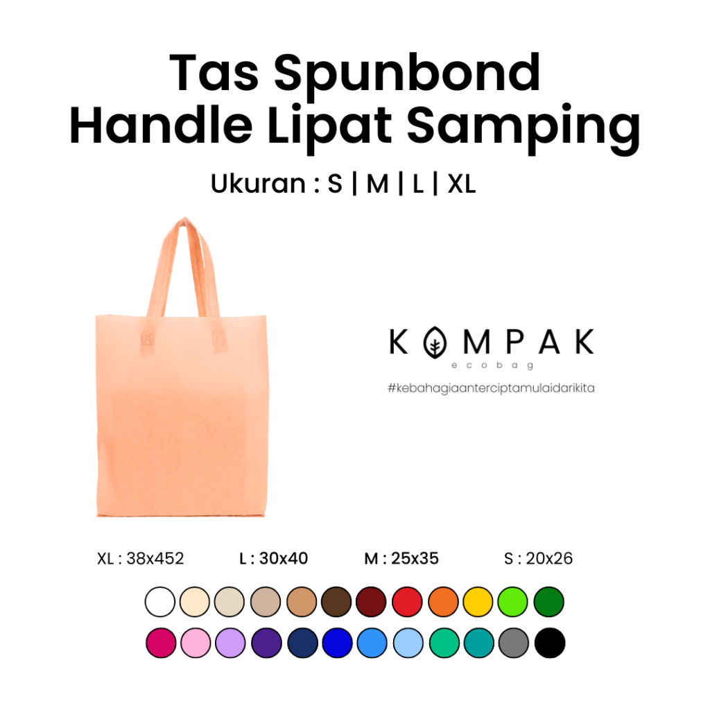 

kompak ecobag - Tas Spunbond Press Handle Lipat Samping Box Kantong Goodie Bag 20x26 25x35 30x40 38x45 cm