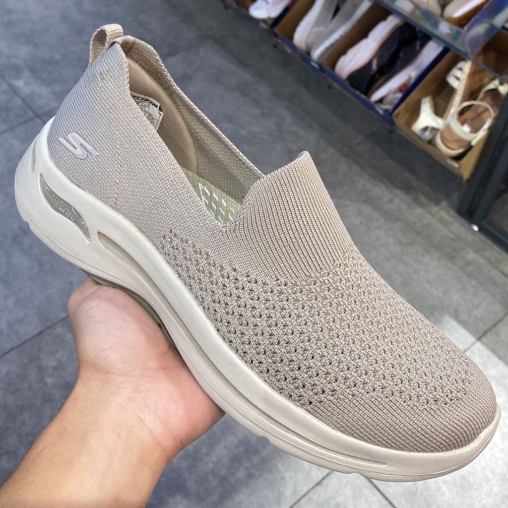 Resmi MAP Skechers womens go walk arch fit memory foam taupe BNIB original