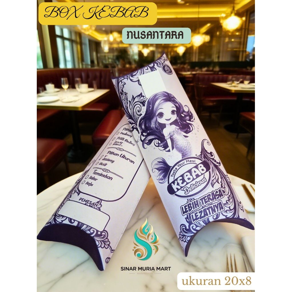 

kemasan dus kebab mini sawarna, bungkus kebab mini,box kebab mini ukuran 20x8