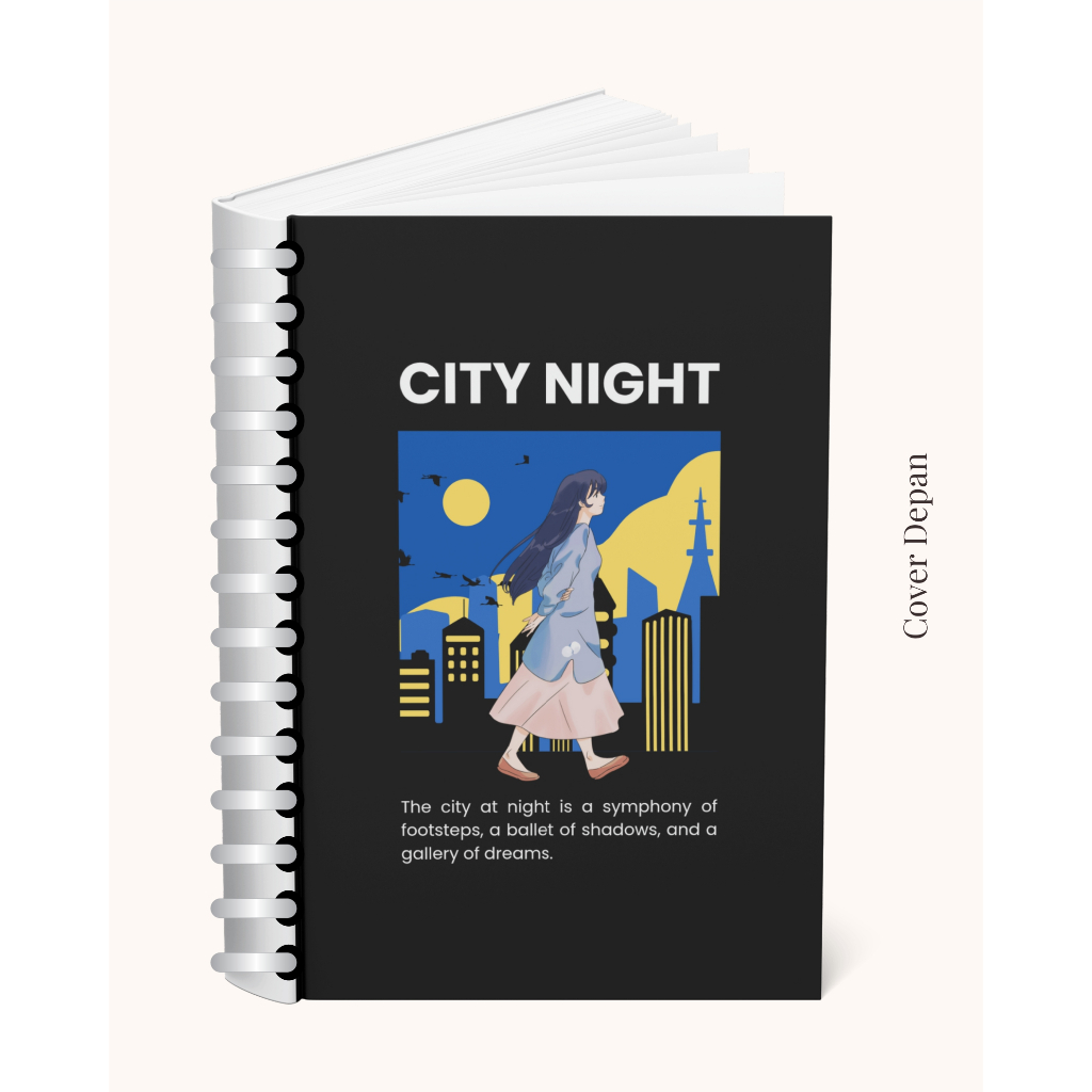 

Pre Order Notebook City Night – A5 Hardcover Ring | 50/100 Halaman | Polos/Garis/Dotted