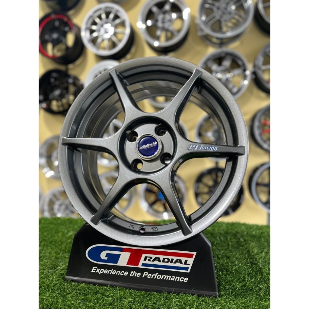 Velg P1 buddy club R16 gunmett pcd 4x100 kondisi baru