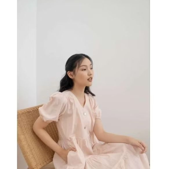 Xena Dress-Dress katun wanita Casual Korean style-soft Pink