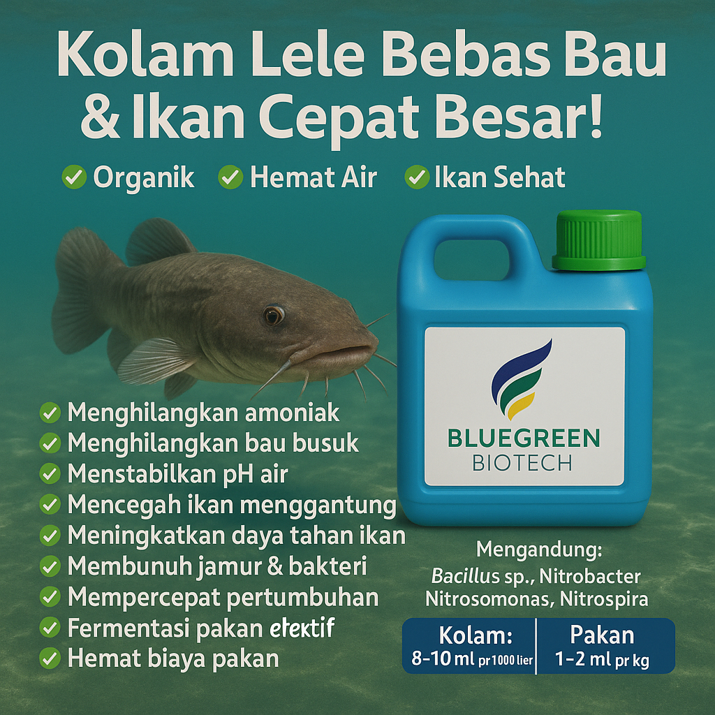 Probiotik BlueGreen Biotech Obat Penghilang Bau Air Kolam Lele Organik