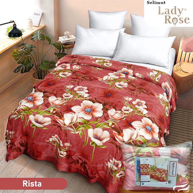 Selimut Lady Rose Rista 160x200 Bulu Super Lembut - Selimut Dewasa Motif Bunga Pink