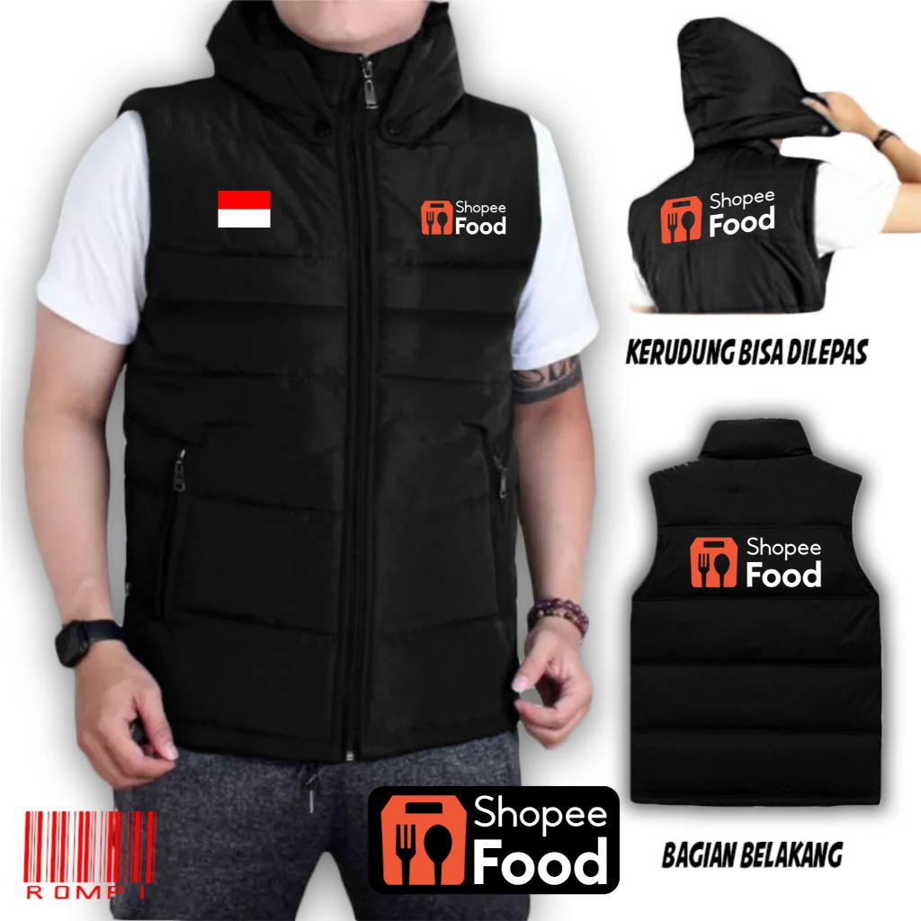 Rompi Tebal Shopee Food / Rompi Kembung / Jaket Rompi Motor
