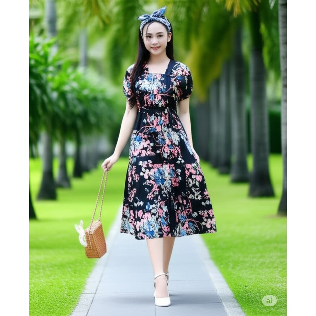 Daster Dress Motif Bunga-Bunga Cantik Terbaru Lengan Pendek Daster Manohara Daster Fuji DAster kimon
