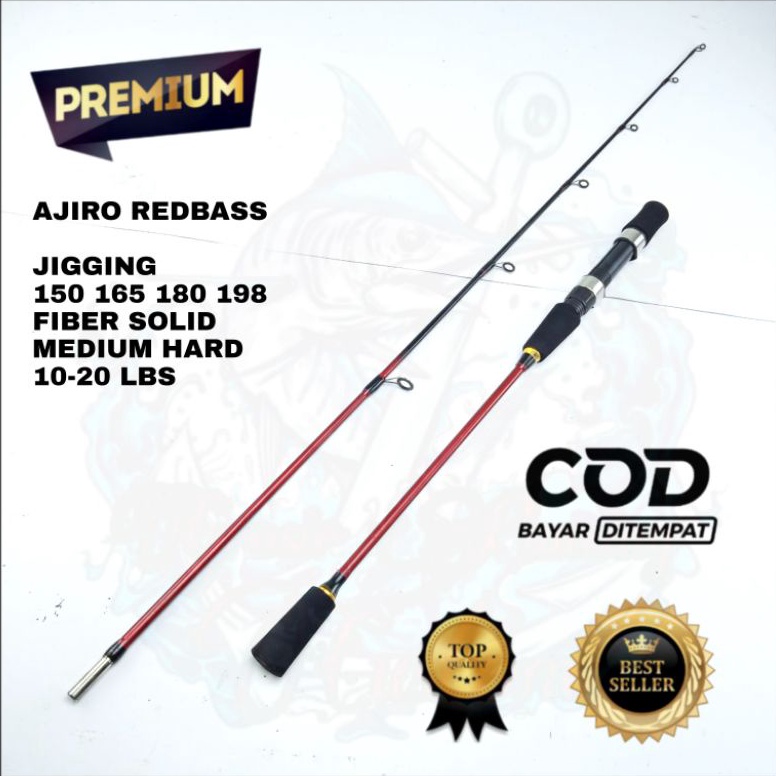 Promo banting joran pancing jigging laut fiber solid ajiro redbass 15 165 18 198 cm murah kuat jig9