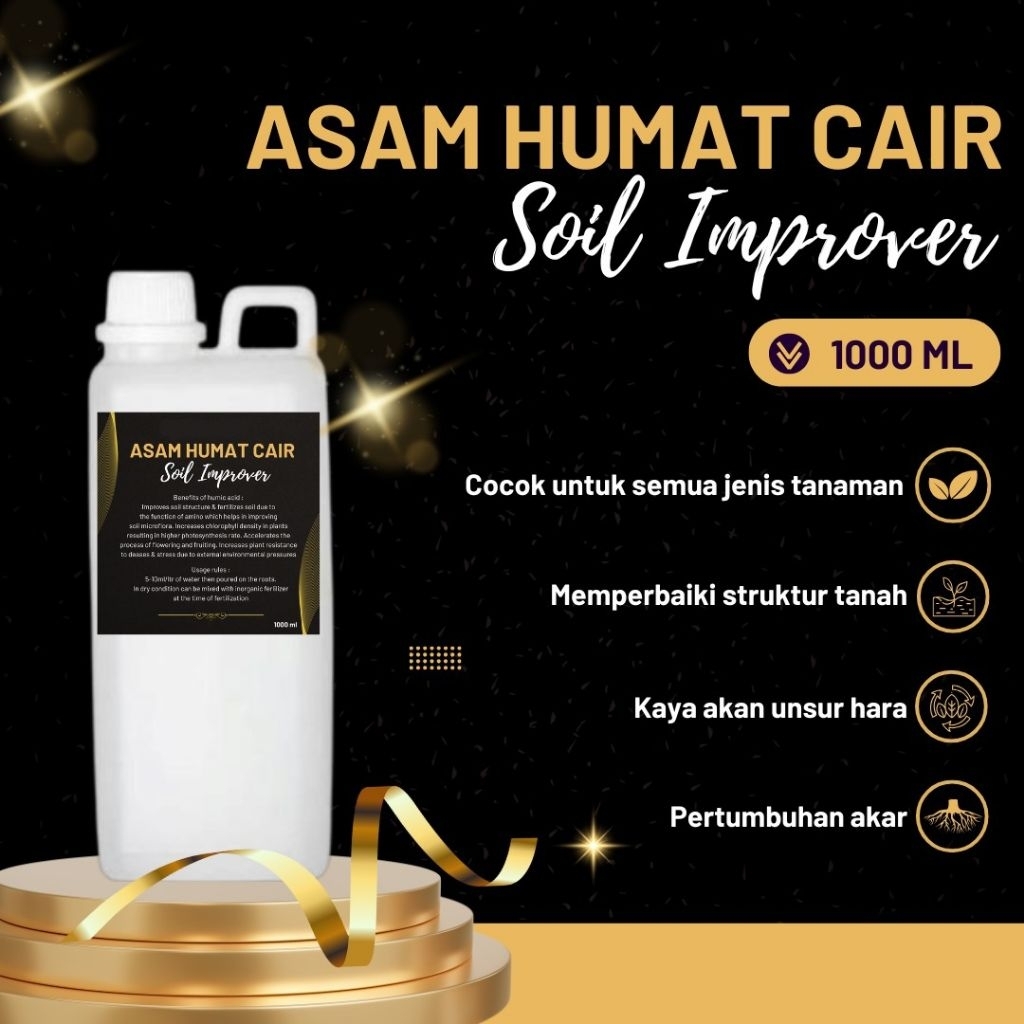 Adelonz Asam Humat Cair 1000Ml Pupuk Sintetis Asam Humat Cair Pupuk Sintetis