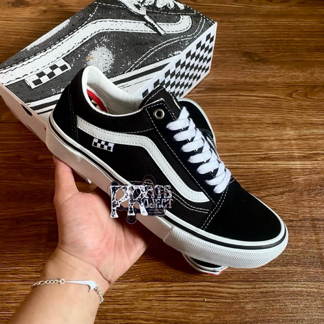 Vans Old Skool Skate Pro Black White Original Resmi Navya