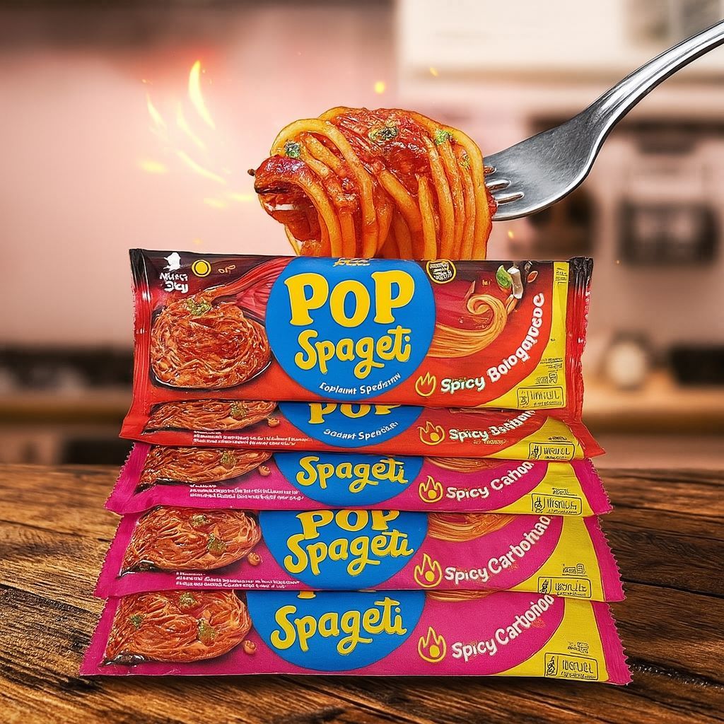 

(Isi 5 pcs) Indofood Pop Spageti 80g, Spicy Carbonara & Spicy Bolognese