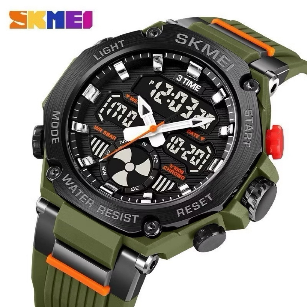 Jam Tangan Pria Dual Time SKMEI 2223 Display Ganda Original Tahan Air Menyelam