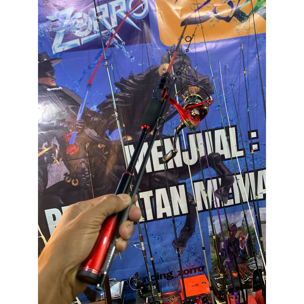 bc toman red cliker kiri satu set joran warrior 1.8M casting