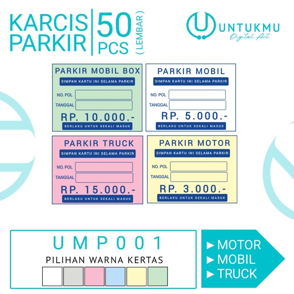 

Karcis parkir UMP001 50 lembar