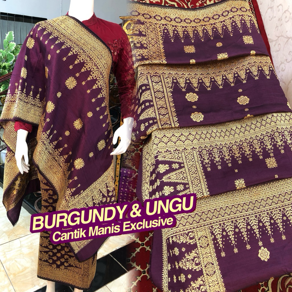 Songket Cantik Manis Exclusive Gebeng Burgundy & Ungu /songket tenun asli palembang /ilham songket p