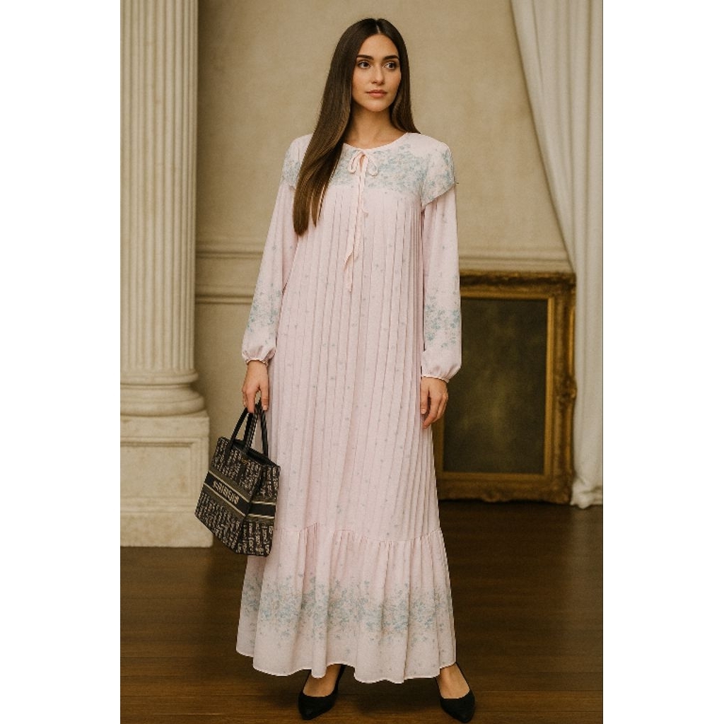 Dress plisket ceruty//gamis ceruty