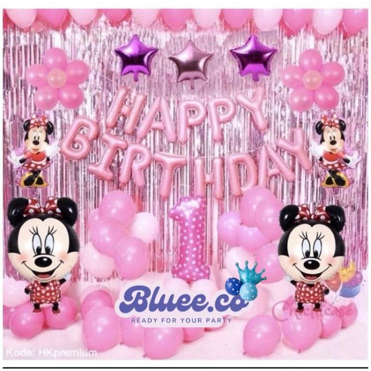 Dekor Tema Minnie Mouse/Dekor Pink/Dekor Ultah Anak Cewe