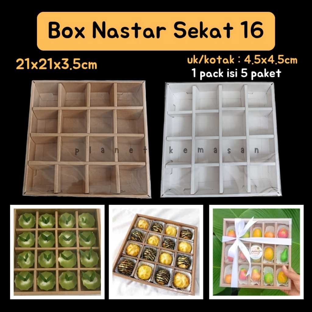 

[Isi 5pc] BOX NASTAR SEKAT 16 DUS BOX SEKAT 16 TUTUP MIKA BOX NASTAR KUE KERING BOX SEKAT 16