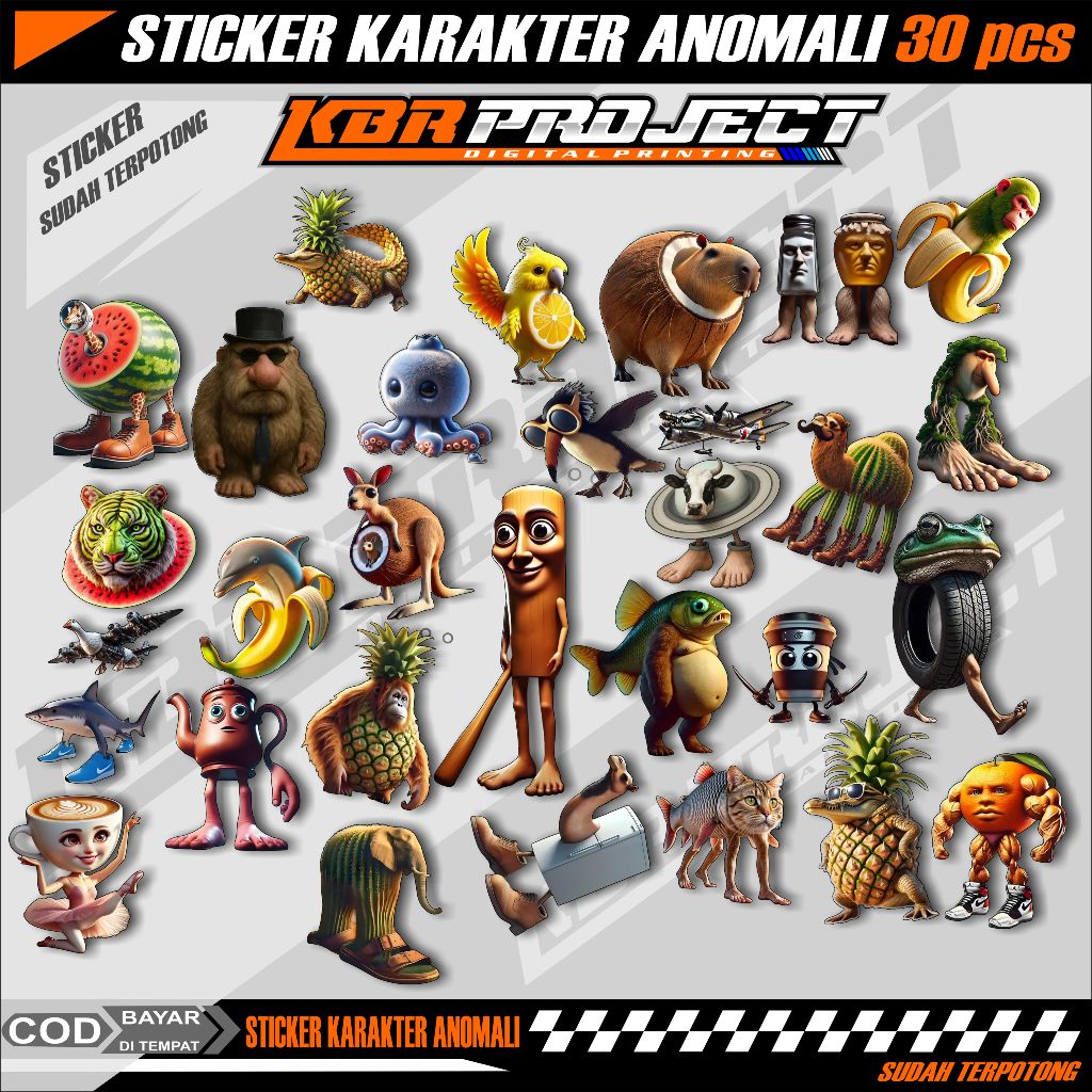 

STIKER ANOMALI ITALIAN BRAINROAT 30pcs stiker viral Tung Tung Sahur Balerina Cappucino Terpotong