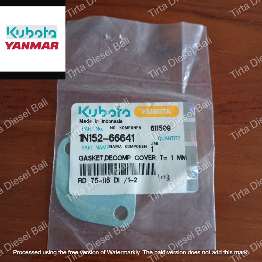 KUBOTA GASKET DECOMP COVER PAKING TUTUP KOPLING LUBANG BONET  RD 75 - 85 / 105 - 115 DI - 1 / 2 1N15
