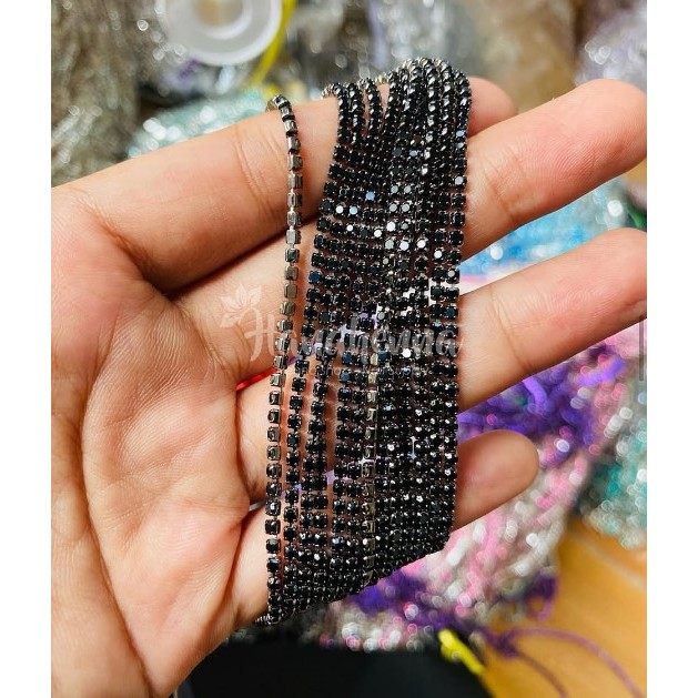 1 Meter Diamond String Jetblack uk 2mm / Diamond String / Metal Chain / Hiasan Tasbih Nail Art