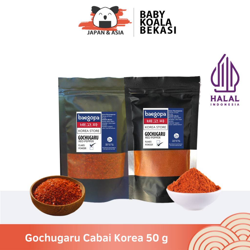 

GOCHUGARU Cabai Korea Kasar & Halus 50 g Halal │ Cabe Bubuk Kering Chili Flakes | Kimchi -BKB