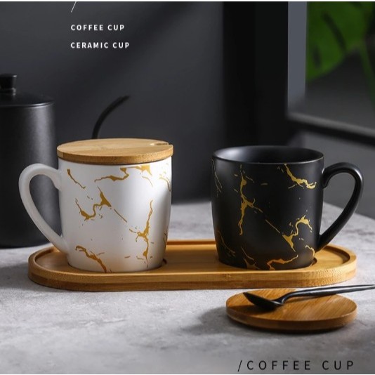 [VAES] Cangkir Marble Keramik / Gelas Minum Kopi-Teh Keramik Marble Hitam Putih / Hampers Gift Hadia