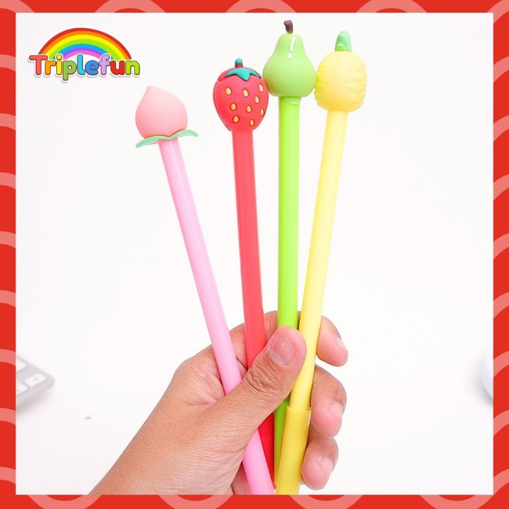 

Pena Gel Buah-Buahan (Strawberry, Nanas, Peach, Pear Tinta Hitam fruit Gelpen Buah Lucu