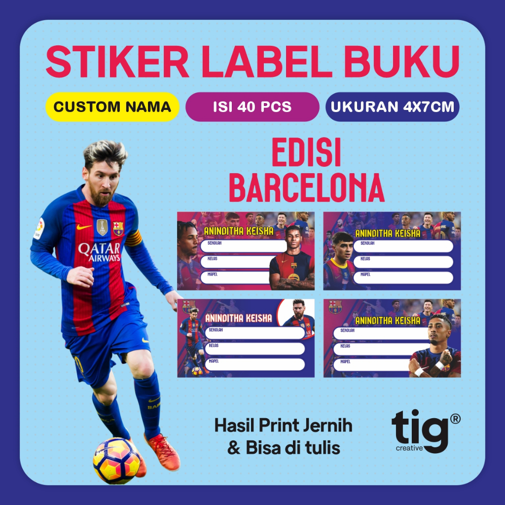 

Label Buku Sekolah Edisi Barcelona | Klub Bola